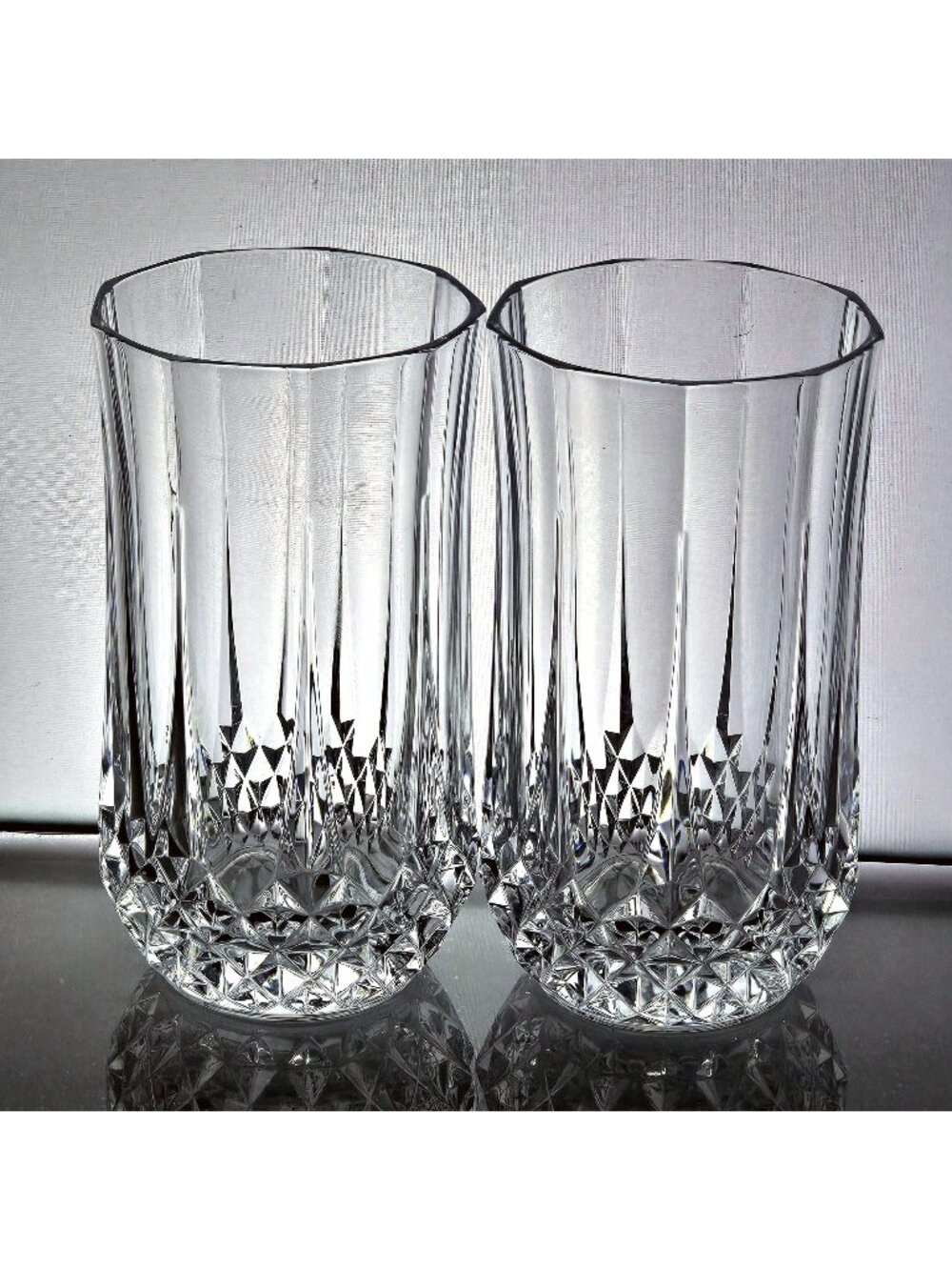 2 Cristal d'Arques Longchamp Tumbler 5.25" Ice tea glasses vtg fine cut crystal - Picture 1 of 9